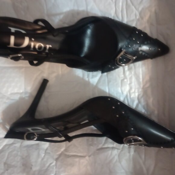 Vintage Black Christian Dior slingbacks size 7 (38 eu) - Picture 1 of 3